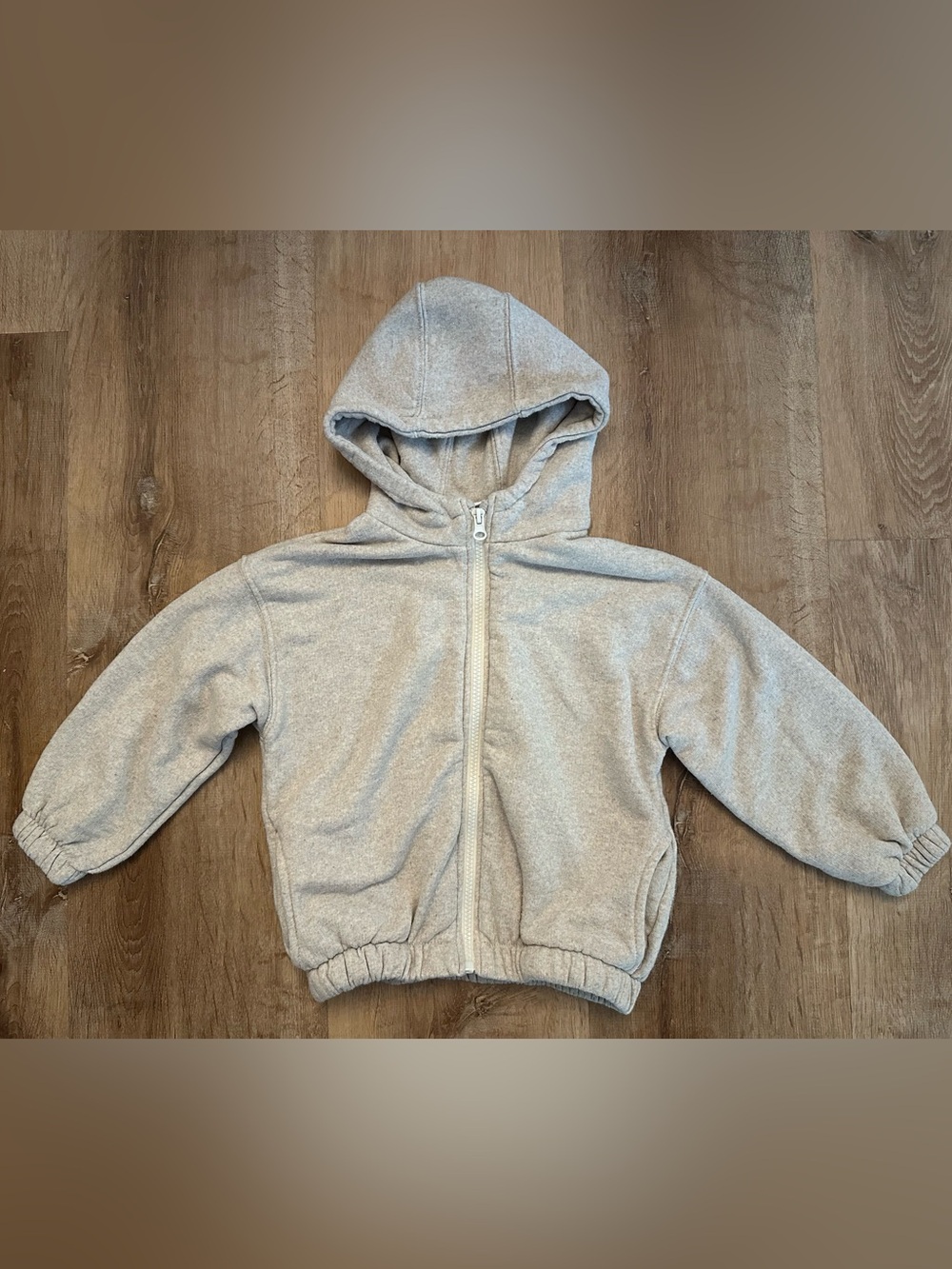 Zara Kids Cream Hooded Zip-Up Sweatshirt